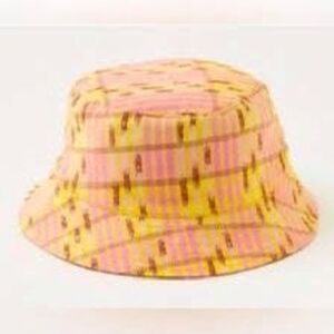 Aerie Bucket Hat Women One Size Pink & Yellow Jacquard Reversible